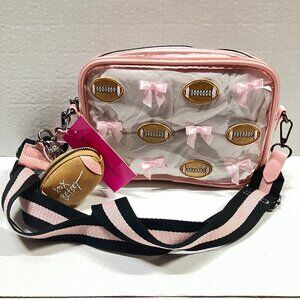 Betsey Johnson XOCHEER Kitsch Football Clear Stadium Bag Web Strap & Coinpurse